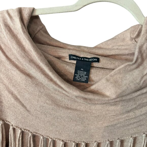 Chelsea & Theodore Cowl Neck Fringe Sweater - Picture 3 of 4